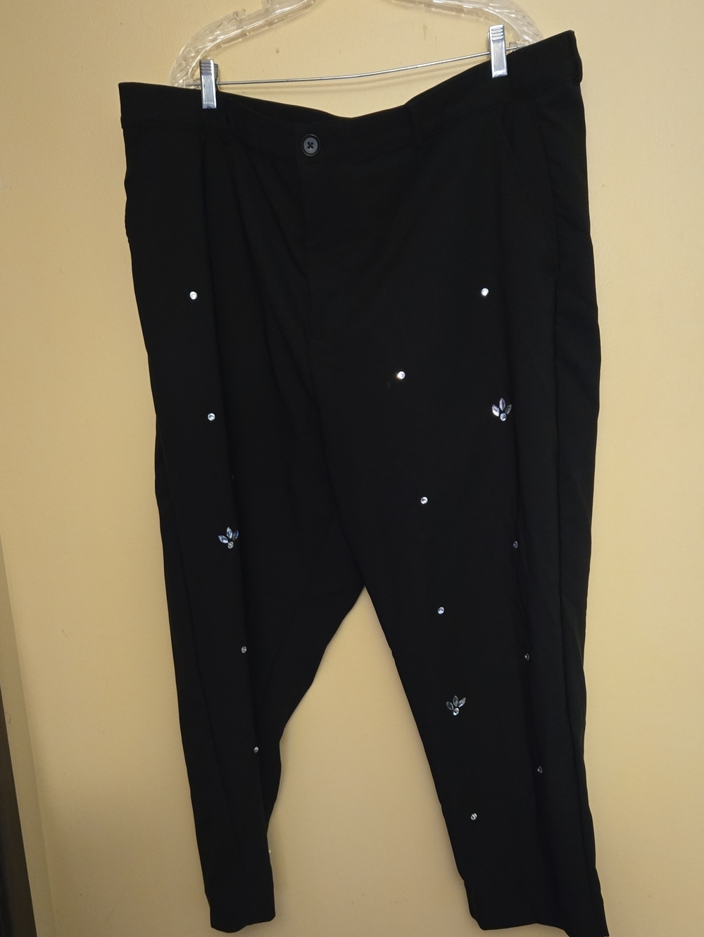 torrid Black Ankle Crop Pants with Rhinestone Accents